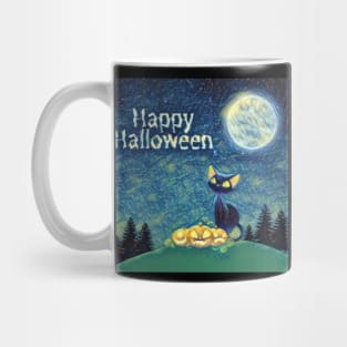 Happy Halloween Black Cat Design Mug